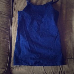 A spaghetti strap blue top